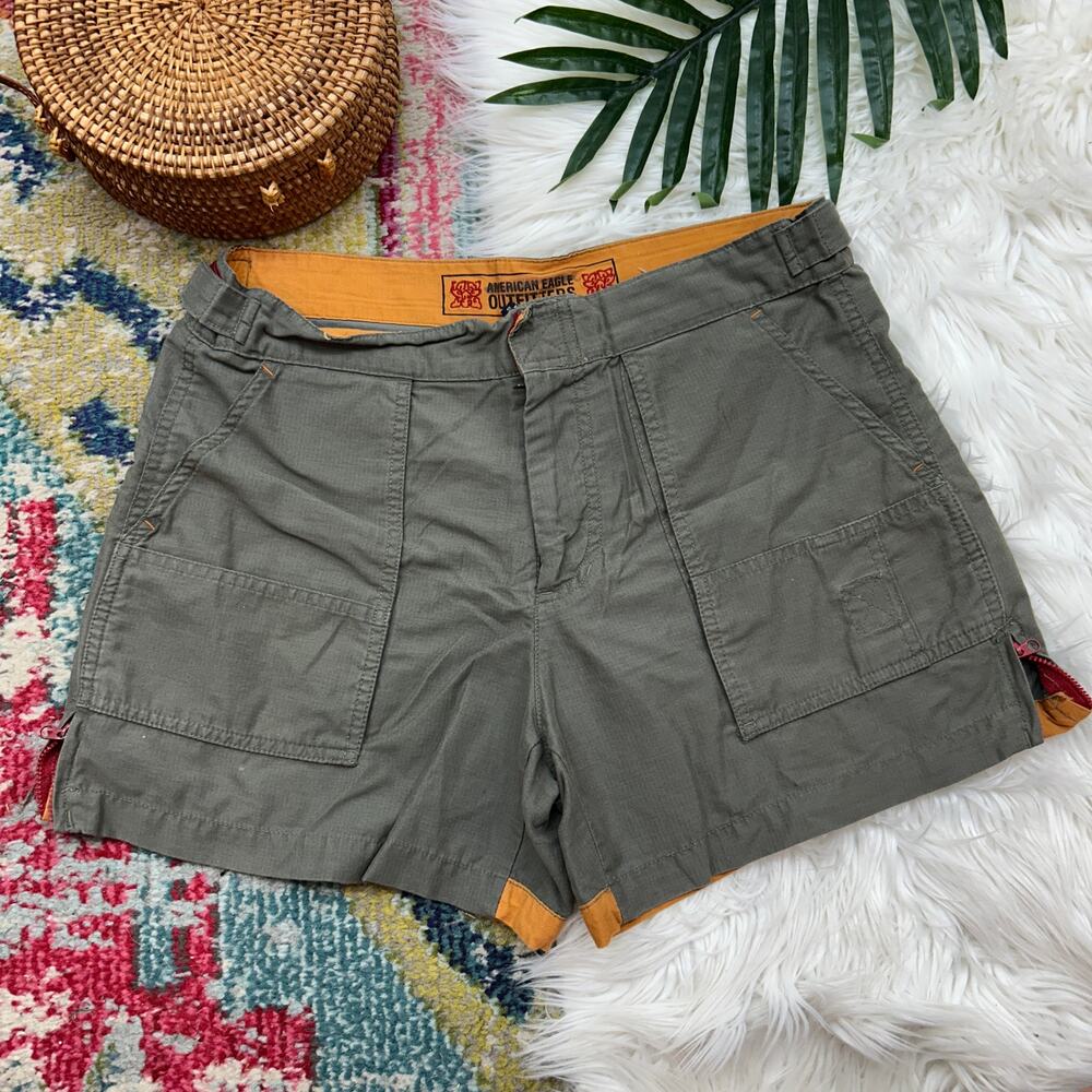 Vintage Y2K 2000s AE American Eagle Green Cargo Shorts 4 Pockets Casual Summer